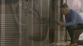 Animation of data processing over caucasian male it technician and computer servers. global data processing, computing and internet connections concept digitally generated video. - Powered by Shutterstock - Get 15% off with code: PIKWIZARD15