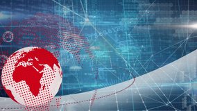 Animation of globe over network of connections with data processing. Global technology, computing and digital interface concept digitally generated video. - Powered by Shutterstock - Get 15% off with code: PIKWIZARD15