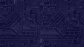 Animation of light trails over microprocessor connections against blue background. Computer interface and global networking technology concept - Powered by Shutterstock - Get 15% off with code: PIKWIZARD15