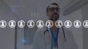 Animation of data processing over caucasian male doctor. Global medicine and digital interface concept digitally generated video. - Powered by Shutterstock - Get 15% off with code: PIKWIZARD15