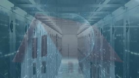 Animation of data processing over globe and server room. Global business and digital interface concept digitally generated video. - Powered by Shutterstock - Get 15% off with code: PIKWIZARD15
