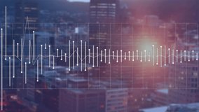 Animation of financial data processing over cityscape. Global business, finances, computing and data processing concept digitally generated video. - Powered by Shutterstock - Get 15% off with code: PIKWIZARD15