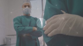 Animation of network of connections with icons over caucasian businessman using tablet. Global connections technology and digital interface concept digitally generated video. - Powered by Shutterstock - Get 15% off with code: PIKWIZARD15