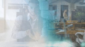 Animation of data processing and ticking clock over african american businessman using smartphone. Computer interface and business networking technology concept - Powered by Shutterstock - Get 15% off with code: PIKWIZARD15