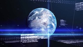 Animation of binary coding, financial data processing over globe. Global business, finances, computing and data processing concept digitally generated video. - Powered by Shutterstock - Get 15% off with code: PIKWIZARD15