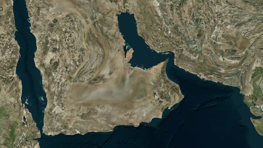 United Arab Emirates Map Animation .Zooming in on UAE Country Borders with Label on Realistic Satellite Earth Background . Middle East Geography and Location Concept