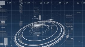 Animation of globe and scope scanning over financial data processing on blue background. global finances, computing and digital interface concept digitally generated video. - Powered by Shutterstock - Get 15% off with code: PIKWIZARD15