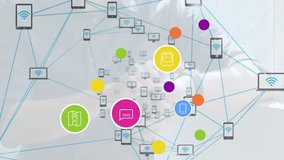 Animation of media icons over man using smartwatch. global business and digital interface concept digitally generated video. - Powered by Shutterstock - Get 15% off with code: PIKWIZARD15