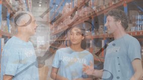 Animation of data processing over people working in warehouse. Global shipping delivery and connections concept digitally generated video. - Powered by Shutterstock - Get 15% off with code: PIKWIZARD15