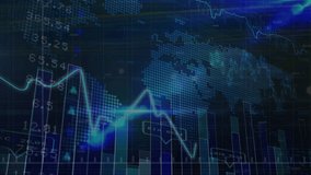 Animation of statistics and financial data processing over cityscape. Global business digital interface technology and networking concept digitally generated video. - Powered by Shutterstock - Get 15% off with code: PIKWIZARD15