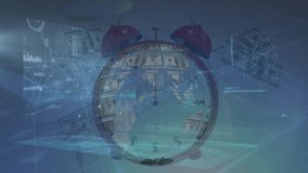 Animation of financial data processing over alarm clock and grid. global shipping, business, finance and data processing concept digitally generated video. - Powered by Shutterstock - Get 15% off with code: PIKWIZARD15