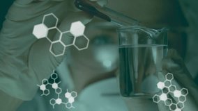 Animation of data processing and chemical formula over scientist in lab. global science, data processing and digital interface concept digitally generated video. - Powered by Shutterstock - Get 15% off with code: PIKWIZARD15