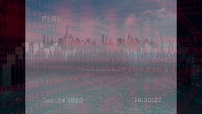 Animation of interference and financial data processing over cityscape. global shipping, delivery and connections concept digitally generated video. - Powered by Shutterstock - Get 15% off with code: PIKWIZARD15