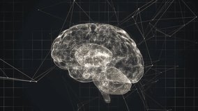 Animation of interface with data processing and network of connections over human brain icon. Medical research and science technology concept - Powered by Shutterstock - Get 15% off with code: PIKWIZARD15