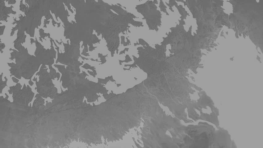 South Karelia region, Finland, extruded. Grayscale map
