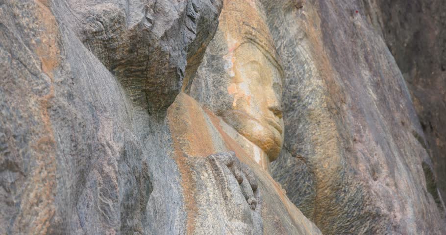 Ancient Buddha Statue Carved in Rock at Buduruwagala, Sri Lanka