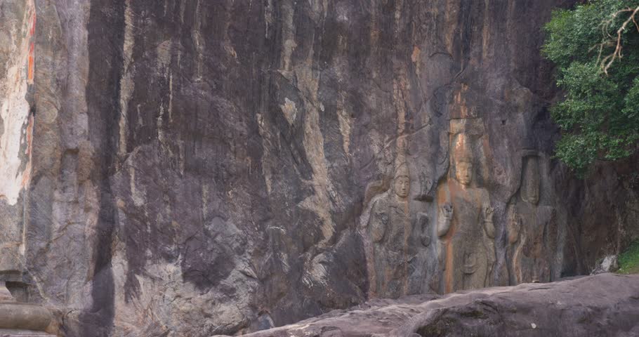 Ancient Buddha Statue Carved in Rock at Buduruwagala, Sri Lanka