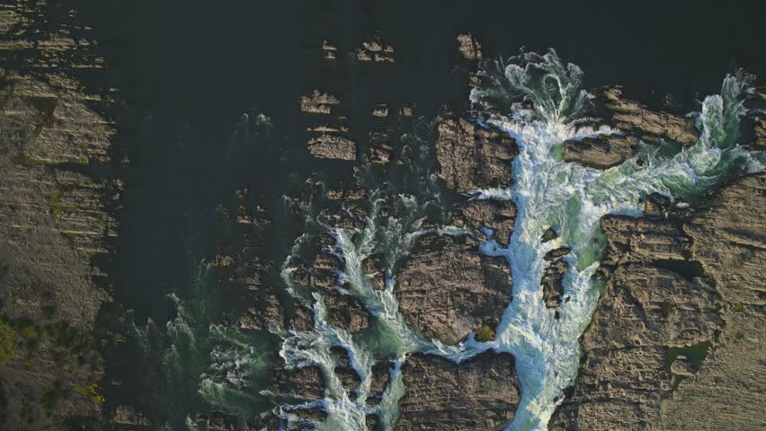 Powerful Mekong River Waterfall at Si Phan Don, Laos – Khone Phapheng Aerial 4K