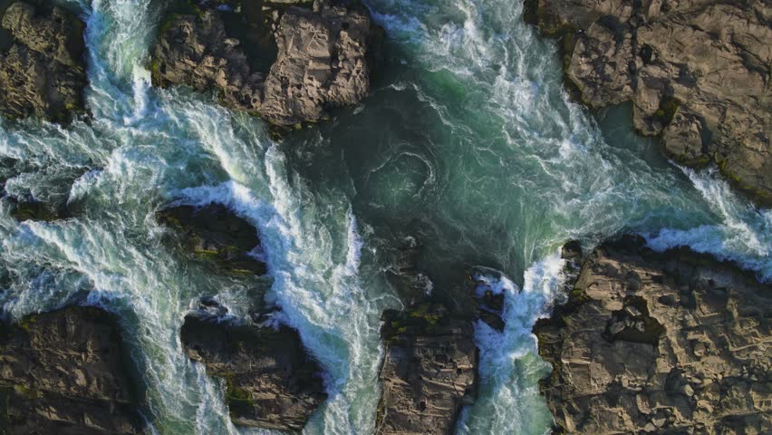 Powerful Mekong River Waterfall at Si Phan Don, Laos – Khone Phapheng Aerial 4K