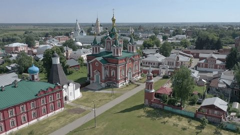 Drone Flying Diagonally above Kolomna Religious Complex