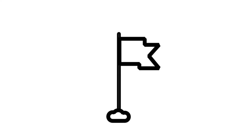 Flag pole Motion Icon. Simple flag pole icon on base representing achievement milestones and successful business goal completion targets.