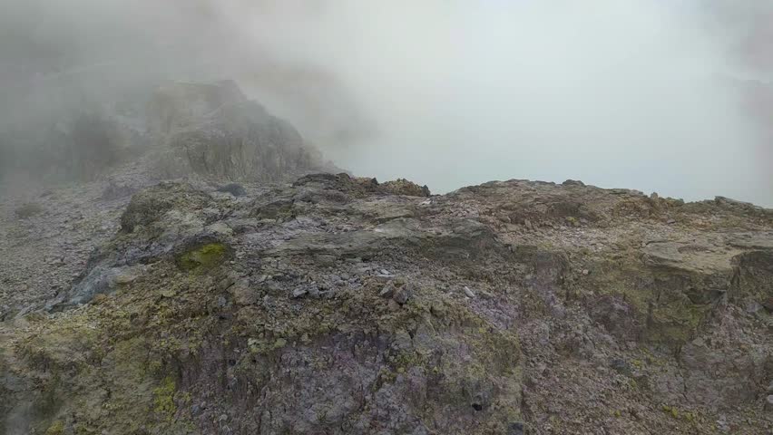 active geothermal activity in the form of hot mud eruptions, thick clouds of sulfur smoke, and colorful hot water pools that emit dangerous gases