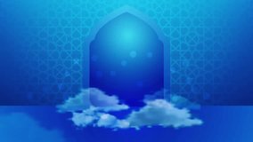 A serene blue archway with clouds and light rays shining through, creating a peaceful atmosphere - Powered by Shutterstock - Get 15% off with code: PIKWIZARD15