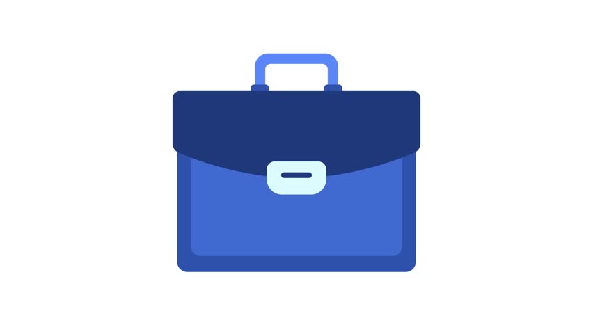 Blue portfolio icon for business or work wobbling in a loop animation isolated on a white background