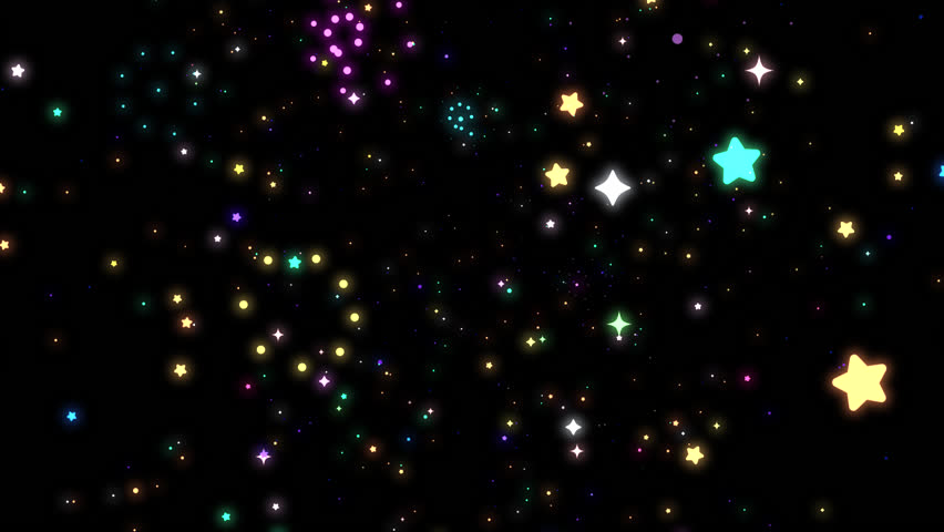 Colorful stars flying in the dark animation. (loop)