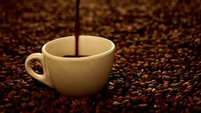 Hot coffee pours into a white cup surrounded by coffee beans, creating a rich, aromatic, and inviting beverage scene for coffee lovers. - Powered by Shutterstock - Get 15% off with code: PIKWIZARD15