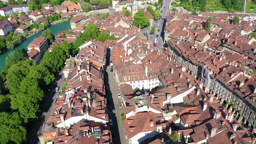 Aerial View of the city of Bern in Switzerland 