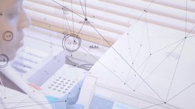 Animation of network of connections over hands of female lab worker with samples. health, medicine, science, connections and technology concept digitally generated video. - Powered by Shutterstock - Get 15% off with code: PIKWIZARD15