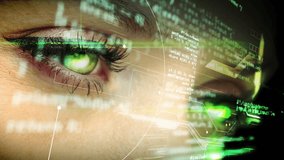 Animation of data processing over eyes. Global business and digital interface concept digitally generated video. - Powered by Shutterstock - Get 15% off with code: PIKWIZARD15