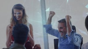 Animation of network of connections over business people in office. Global business and digital interface concept digitally generated video. - Powered by Shutterstock - Get 15% off with code: PIKWIZARD15