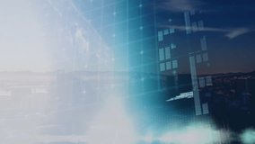 Animation of data processing over cityscape. Global computing, technology and digital interface concept digitally generated video. - Powered by Shutterstock - Get 15% off with code: PIKWIZARD15