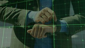 Using smartphone, person interacting with digital grid overlay, suggesting animation. Technology, innovation, virtual, connectivity, touchscreen, futuristic - Powered by Shutterstock - Get 15% off with code: PIKWIZARD15