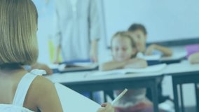 Student starting reading book for education with line graph animating into bar graph and world map. Education, classroom, learning, data visualization, engagement, academic, teaching - Powered by Shutterstock - Get 15% off with code: PIKWIZARD15