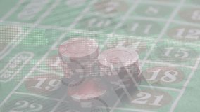 Animation of financial data processing over casino chips. global business, gambling, finance and data processing concept digitally generated video. - Powered by Shutterstock - Get 15% off with code: PIKWIZARD15