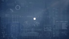 Animation of scope scanning with clock over data processing and cityscape. global technology, data processing and digital interface concept digitally generated video. - Powered by Shutterstock - Get 15% off with code: PIKWIZARD15