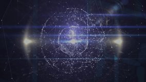 Animation of digital network connecting with lines forming globe rotating on black background. Digitally generated, hologram, connection, internet and futuristic concept. - Powered by Shutterstock - Get 15% off with code: PIKWIZARD15