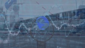 Animation of globe and financial data processing over warehouse. Global business finance and data processing concept digitally generated video. - Powered by Shutterstock - Get 15% off with code: PIKWIZARD15