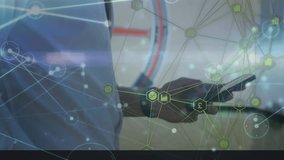 Animation of data processing over caucasian businessman using smartphone. Global business and digital interface concept digitally generated video. - Powered by Shutterstock - Get 15% off with code: PIKWIZARD15