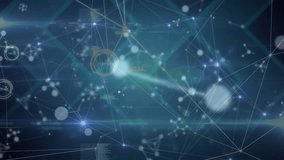 Animation of network of connections with icons and molecules on dark blue background. Global networks, connections and data processing concept digitally generated video. - Powered by Shutterstock - Get 15% off with code: PIKWIZARD15