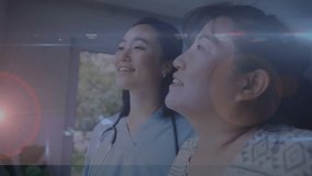 Animation of asian female doctor treating patient over data processing. Global medicine and digital interface concept digitally generated video. - Powered by Shutterstock - Get 15% off with code: PIKWIZARD15