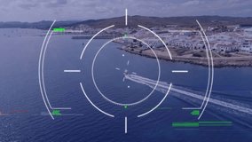 Animation of scope and data processing over landscape. Global data processing and connections concept digitally generated video. - Powered by Shutterstock - Get 15% off with code: PIKWIZARD15