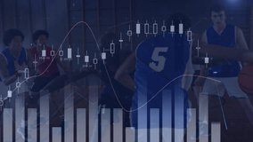 Animation of financial data processing over diverse basketball players and cityscape. global business, sport and data processing concept digitally generated video. - Powered by Shutterstock - Get 15% off with code: PIKWIZARD15