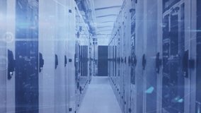 Animation of data processing over server room. global technology, data processing and digital interface concept digitally generated video. - Powered by Shutterstock - Get 15% off with code: PIKWIZARD15