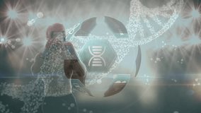 Animation of dna and ball over caucasian male boxer. human anatomy, science, sport and training concept digitally generated video. - Powered by Shutterstock - Get 15% off with code: PIKWIZARD15