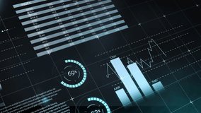 Animation of hud interface with qr code, graphs, and moving lines. Digitally generated, hologram, infographic, finance, futuristic and technology concept. - Powered by Shutterstock - Get 15% off with code: PIKWIZARD15