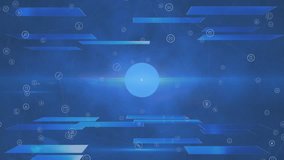 Animation of network of media icons over graph and processing data on blue. Global communication, business, networking, data and digital interface concept digitally generated video. - Powered by Shutterstock - Get 15% off with code: PIKWIZARD15